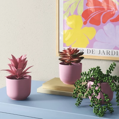 3pk 9.06" Succulent Artificial Plants Pink - Room Essentials™ 3 3pk 9.06" Succulent Artificial Plants Pink - Room Essentials™