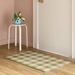 2'x3' Washable Plaid Gingham Harvest Scatter Woven Accent Rug Green - Room Essentialsā¢