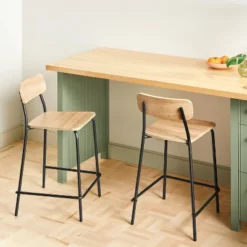 Set Of 2 24" Wood With Metal Base Counter Stool Natural - Room Essentialsā¢