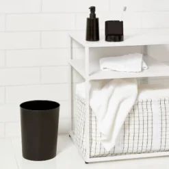 Bath Coordinates Bundle Black - Room Essentialsā¢: Plastic Hand Washable, Includes Wastebasket & Soap Dispenser
