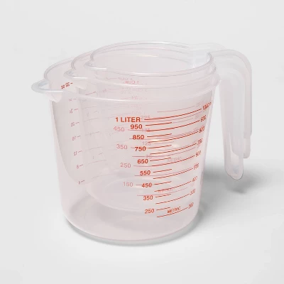 Liquid Measuring Cups - Room Essentials™: Clear Polypropylene, 32 Oz Capacity, Dishwasher-Safe, Kitchen Essentials, 3-Piece Set 3 Liquid Measuring Cups - Room Essentials™: Clear Polypropylene, 32 Oz Capacity, Dishwasher-Safe, Kitchen Essentials, 3-Piece Set