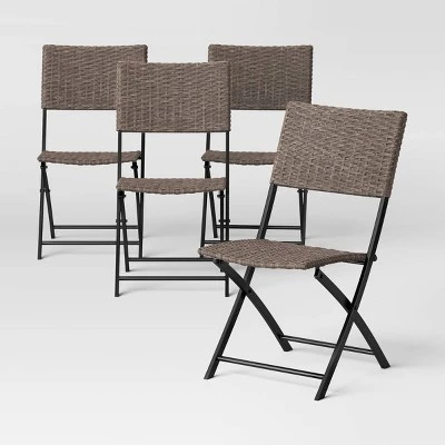 Wicker Outdoor Portable Folding Chair Brown - Room Essentials™ 8 Wicker Outdoor Portable Folding Chair Brown - Room Essentials™ - Image 6