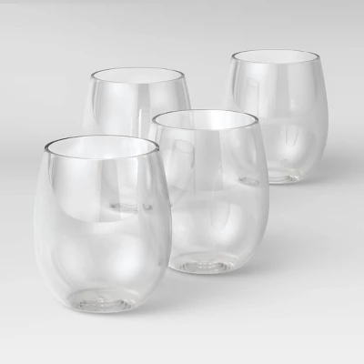 13.4oz 4pk Plastic Wine Glasses - Room Essentials™: Stemless, Outdoor, Dishwasher-Safe, Clear Drinkware 5 13.4oz 4pk Plastic Wine Glasses - Room Essentials™: Stemless, Outdoor, Dishwasher-Safe, Clear Drinkware - Image 3