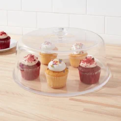 12" Plastic Cake Tray With Lid - Room Essentialsā¢: Round Dessert & Bakery Tray, Dishwasher-Safe, Clear