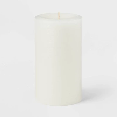 4" X 7" Unscented Candle White - Room Essentials™: Paraffin Wax, 120hr Burn Time, Single Wick 4 4" X 7" Unscented Candle White - Room Essentials™: Paraffin Wax, 120hr Burn Time, Single Wick - Image 2