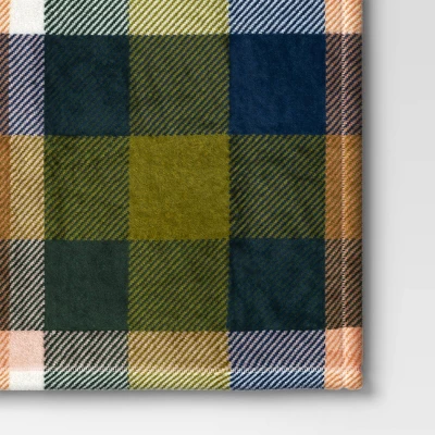Printed Plaid Plush Throw Blanket Green Multi - Room Essentials™: Lightweight Knitted Fleece, 50x60, Machine Washable 5 Printed Plaid Plush Throw Blanket Green Multi - Room Essentials™: Lightweight Knitted Fleece, 50x60, Machine Washable - Image 3