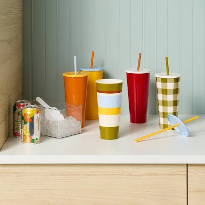 30oz 5pk Plastic Straw Tumbler - Room Essentials™ 3 30oz 5pk Plastic Straw Tumbler - Room Essentials™
