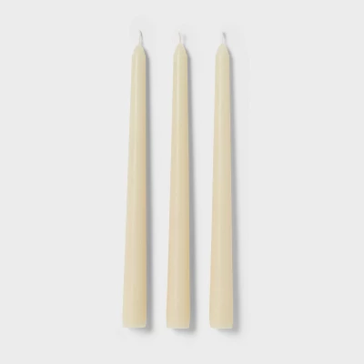 12pk Unscented Taper Candles Cream - Room Essentials™: Paraffin Wax, 10.6" Height, 6hr Burn Time 4 12pk Unscented Taper Candles Cream - Room Essentials™: Paraffin Wax, 10.6" Height, 6hr Burn Time - Image 2