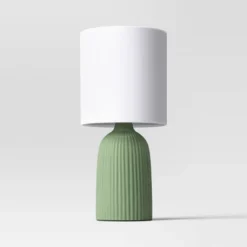 Fluted Ceramic Table Lamp: ETL Listed, Cotton/Polyester Shade, No Assembly - Room Essentialsā¢