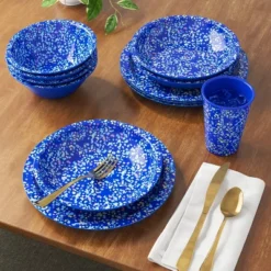 34oz Plastic Terrazzo Candid Cobalt Cereal Bowl Blue - Room Essentialsā¢
