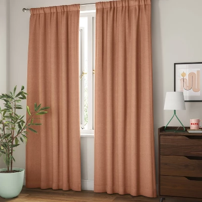 Room Darkening Heathered Thermal Window Curtain Panel Orange - Room Essentials™ 3 Room Darkening Heathered Thermal Window Curtain Panel Orange - Room Essentials™