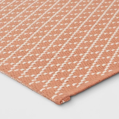 4'x5'6" Diamond Power Loom Woven Area Rug Rust - Room Essentials™: Diamond Pattern, Flat Pile, Indoor Use, Cotton & Polyester 4 4'x5'6" Diamond Power Loom Woven Area Rug Rust - Room Essentials™: Diamond Pattern, Flat Pile, Indoor Use, Cotton & Polyester - Image 2