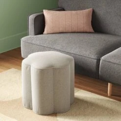 Scalloped Upholstered Ottoman - Room Essentialsā¢