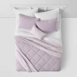 Solid Microfiber Reversible Decorative Bed Set With Throw - Room Essentials™ -Room Essentials GUEST 8d88b1a5 bacb 400d bff9 2871bf646785