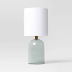 Glass Table Lamp With Open Base - Room Essentialsā¢: ETL Listed, No Assembly, Modern Desk & Bedside Lighting
