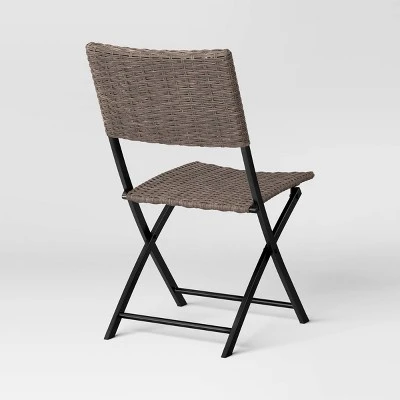 Wicker Outdoor Portable Folding Chair Brown - Room Essentials™ 4 Wicker Outdoor Portable Folding Chair Brown - Room Essentials™ - Image 2