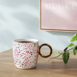 13oz Stoneware Spatter Print Mug Ruby Pink - Room Essentialsā¢