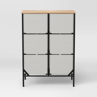 Fabric 6-Bin Tall Vertical Dresser Black Frame - Room Essentials™ 5 Fabric 6-Bin Tall Vertical Dresser Black Frame - Room Essentials™ - Image 3
