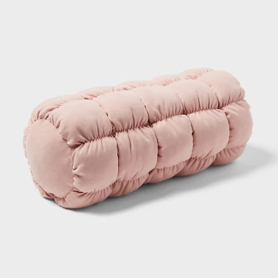 Puffer Bolster Decorative Throw Pillow Light Pink - Room Essentials™ 4 Puffer Bolster Decorative Throw Pillow Light Pink - Room Essentials™ - Image 2