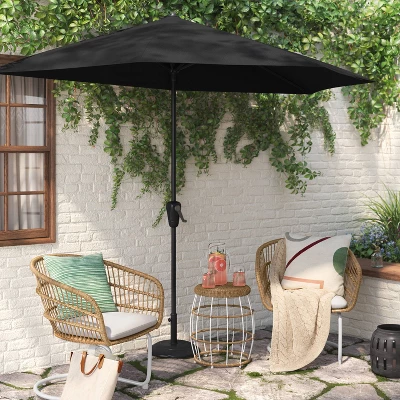 7.813'x8.83' Half Circle Patio Umbrella - Black Pole - Room Essentials™ 3 7.813'x8.83' Half Circle Patio Umbrella - Black Pole - Room Essentials™