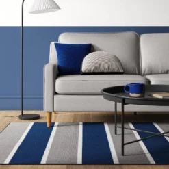 4'x5'6" Rugby Striped Accent Rug Gray/Blue - Room Essentials™