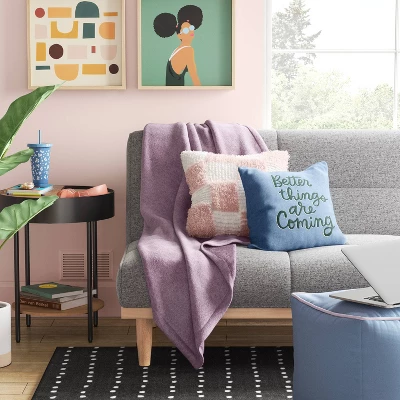 'Better Things Are Coming' Embroidered Cotton Square Throw Pillow Blue - Room Essentials™ 3 'Better Things Are Coming' Embroidered Cotton Square Throw Pillow Blue - Room Essentials™