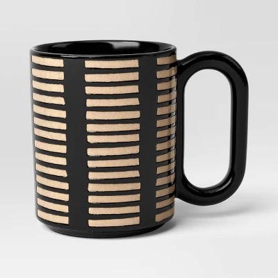 16oz Stoneware Broken Blinds Print Mug Black - Room Essentials™ 5 16oz Stoneware Broken Blinds Print Mug Black - Room Essentials™ - Image 3