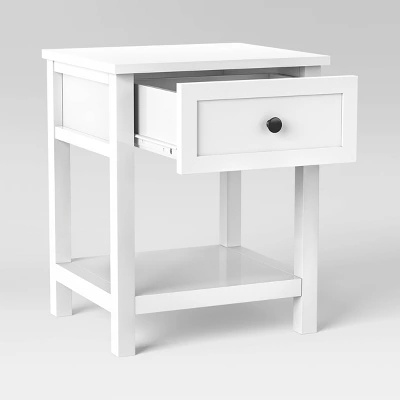 Traditional Side Table With Storage Drawer Classic White - Room Essentials™ 4 Traditional Side Table With Storage Drawer Classic White - Room Essentials™ - Image 2