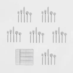 30pc Squared Straight Flatware Set With Caddy - Room Essentials™: Silverware Set, Service For 6, Forks Spoons Knives 8 30pc Squared Straight Flatware Set With Caddy - Room Essentials™: Silverware Set, Service For 6, Forks Spoons Knives -Room Essentials GUEST bd1ba533 0d64 4236 9db1 3c9c94926dd8