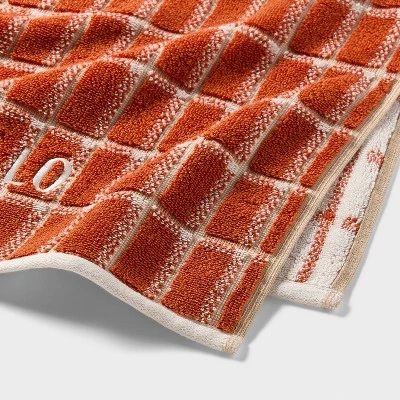 2pk 'Hello Fall' Plaid Hand Towel Set Orange - Room Essentials™ 4 2pk 'Hello Fall' Plaid Hand Towel Set Orange - Room Essentials™ - Image 2