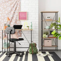 Mixed Material Desk With Shelves Natural - Room Essentialsā¢