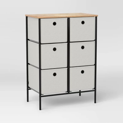Fabric 6-Bin Tall Vertical Dresser Black Frame - Room Essentials™ 4 Fabric 6-Bin Tall Vertical Dresser Black Frame - Room Essentials™ - Image 2