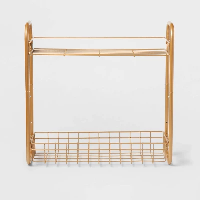 On The Wall 2 Tier Shelving Rack Metallic Gold - Room Essentials™ 4 On The Wall 2 Tier Shelving Rack Metallic Gold - Room Essentials™ - Image 2