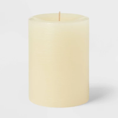 3" X 4" Unscented Candle Cream - Room Essentials™: Paraffin Wax, 65 Hours Burn Time, 1 Wick Pillar 4 3" X 4" Unscented Candle Cream - Room Essentials™: Paraffin Wax, 65 Hours Burn Time, 1 Wick Pillar - Image 2