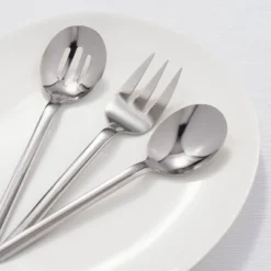 3pc Squared Straight Serving Set - Room Essentialsā¢: Stainless Steel Utensils, Serving Fork & Spoons, Dishwasher-Safe