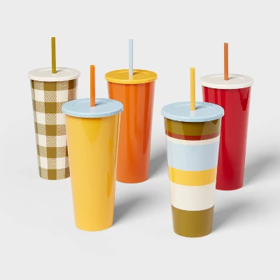30oz 5pk Plastic Straw Tumbler - Room Essentials™ 5 30oz 5pk Plastic Straw Tumbler - Room Essentials™ - Image 3